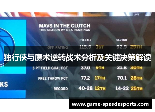 独行侠与魔术逆转战术分析及关键决策解读